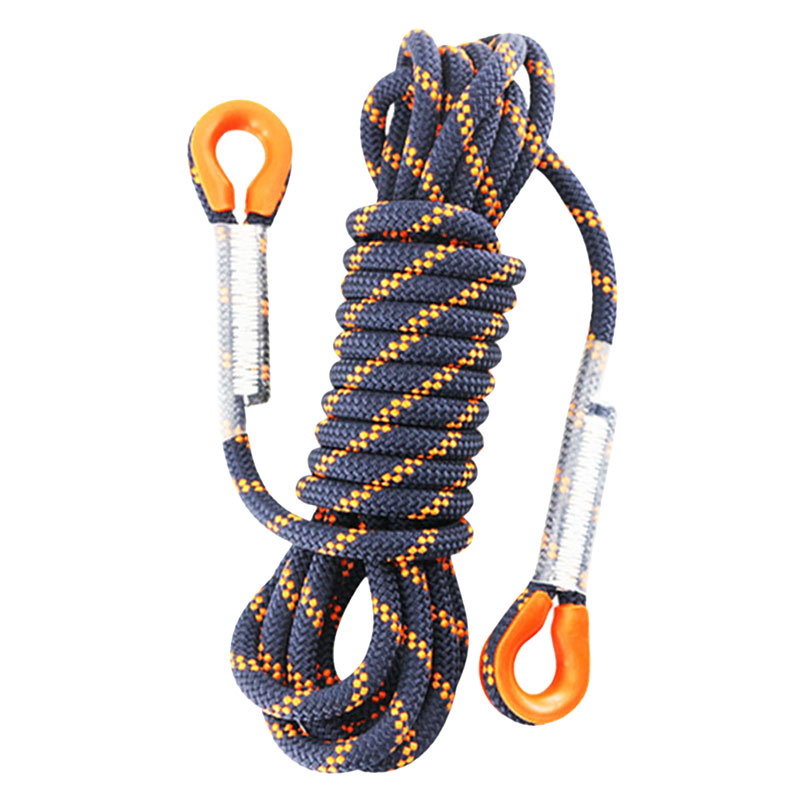 1PC 8mm Thickness Tree Rock Climbing Safety Sling Cord Rappelling Rope  Equipment for Outdoor Sport (Black and Orange, 5 Meter) 