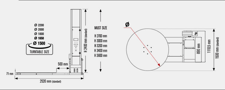 Right Pallet Wrapper Size