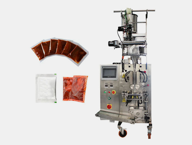 Piston Salad Sauce Sachet 3 Side Seal Packaging Machine