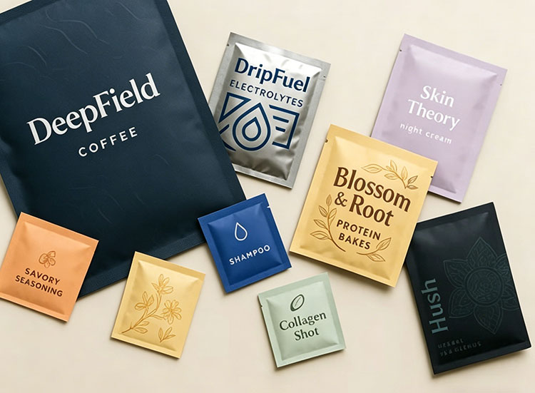 Sachet packaging flat pouch design